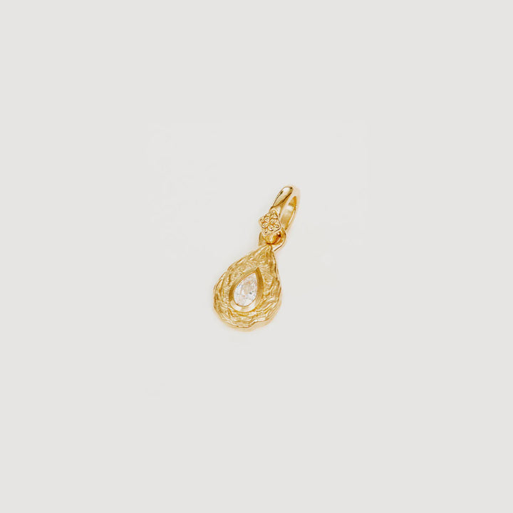 By Charlotte With Love Birthstone Annex Link Pendant - April/White Topaz - 18k Gold Vermeil
