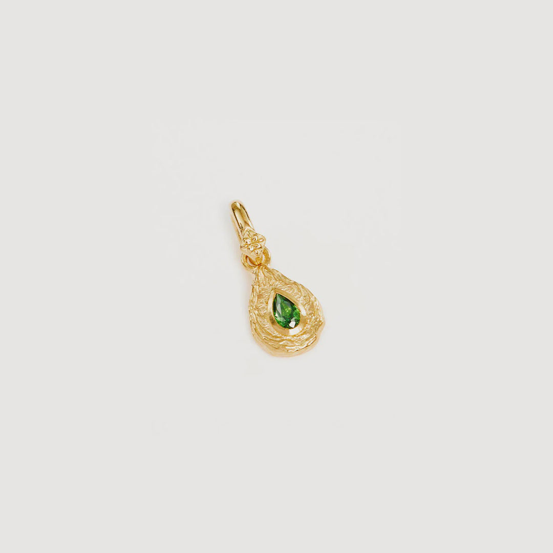 By Charlotte With Love Birthstone Annex Link Pendant - May/Emerald - 18k Gold Vermeil
