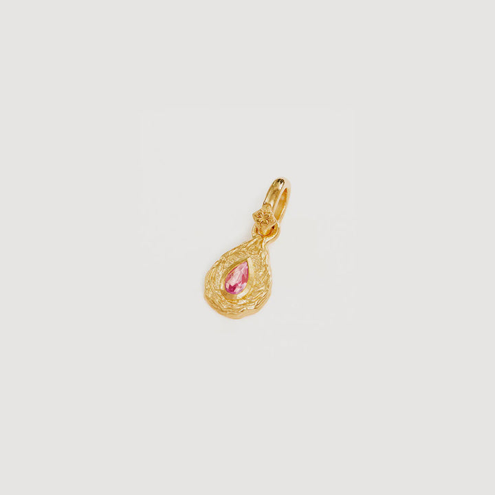 By Charlotte With Love Birthstone Annex Link Pendant - October/Pink Tourmaline - 18k Gold Vermeil