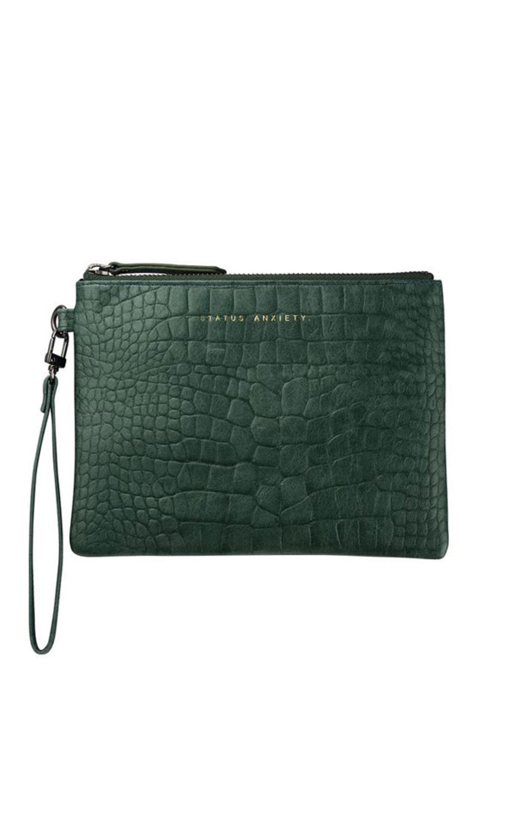 Status Anxiety Fixation Clutch - Teal Croc Emboss