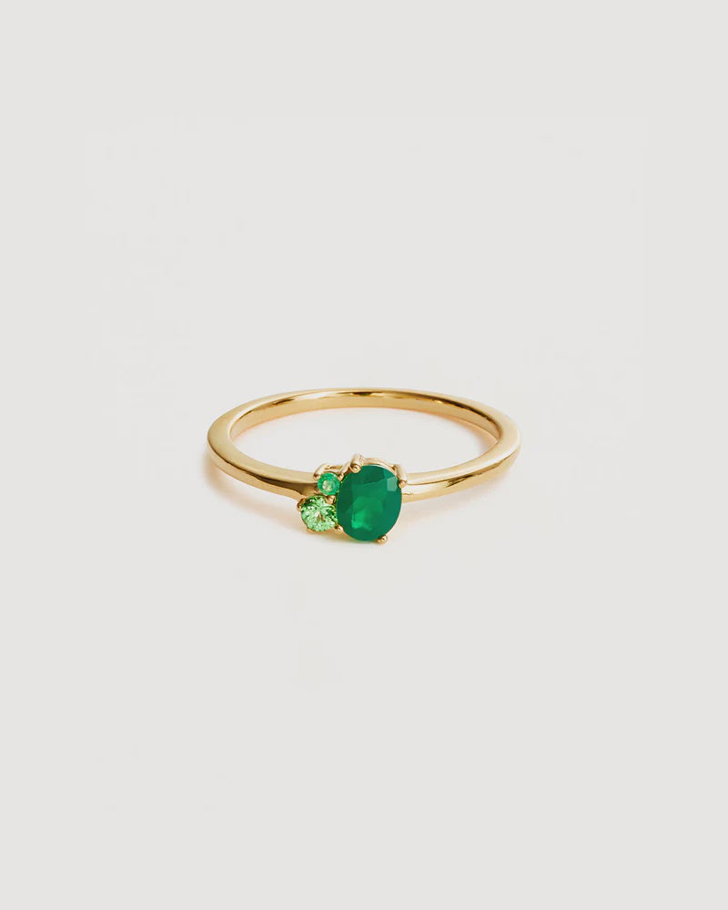 By Charlotte 18k Gold Vermeil Kindred Birthstone Ring - May/Emerald