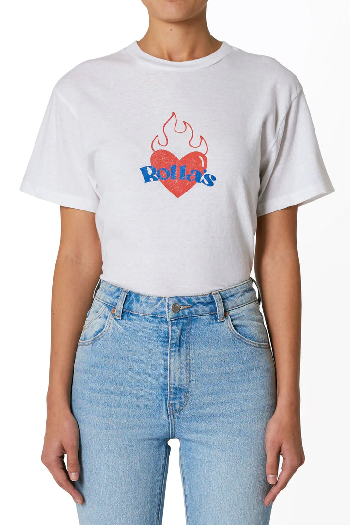 Burning Hearts Tomboy Tee - Vintage White