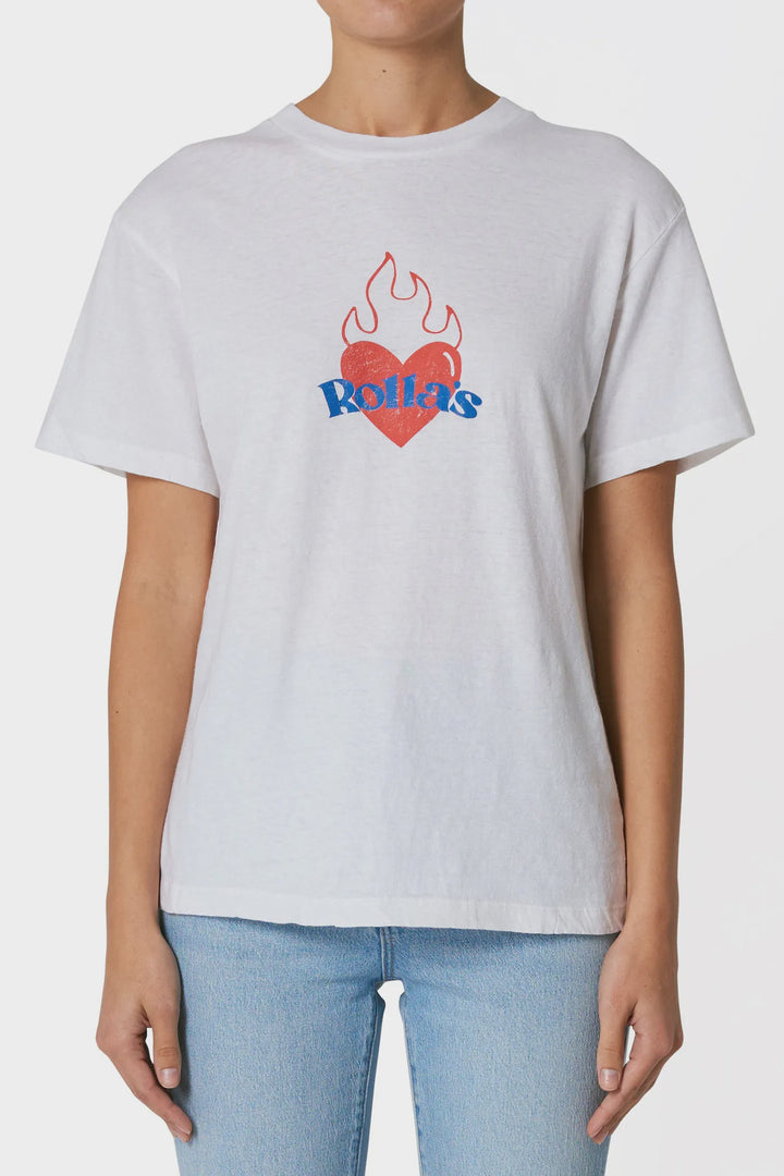 Burning Hearts Tomboy Tee - Vintage White