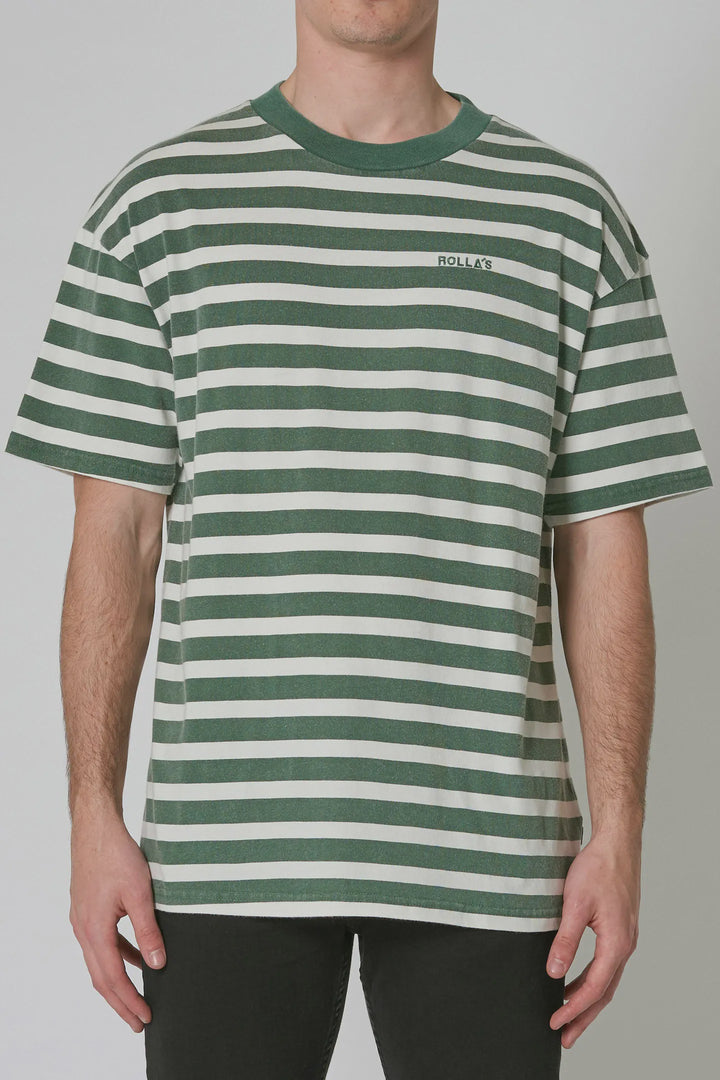 Heavy Stripe Tee- Trade Green