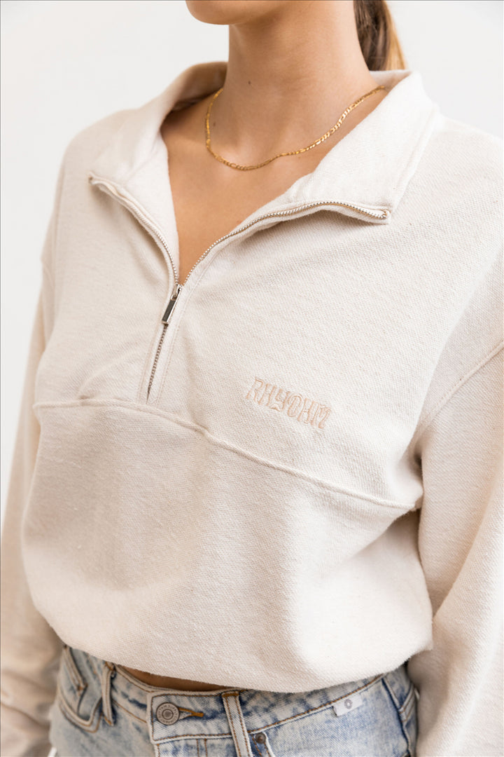 Reverse Terry 1/4 Zip Fleece - Natural