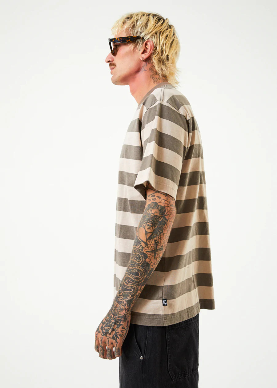 Sideline Recycled Stripe Retro Fit Tee - Beechwood