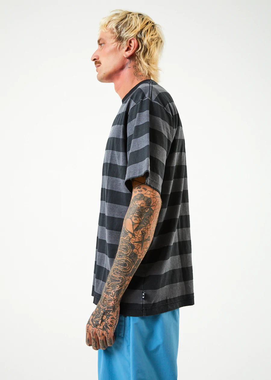 Sideline Recycled Stripe Retro Fit Tee - Black
