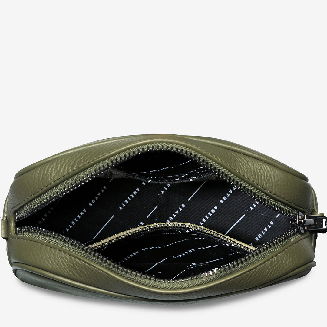 Status Anxiety Crossbody Plunder Bag with Webbed Strap - Khaki