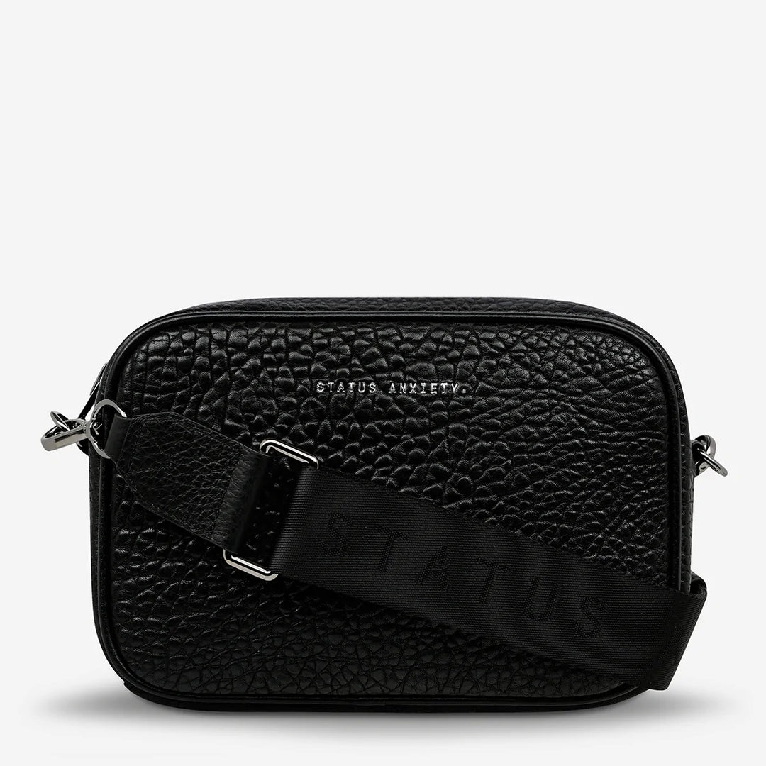 Status Anxiety Crossbody Plunder Bag with Webbed Strap - Black Bubble