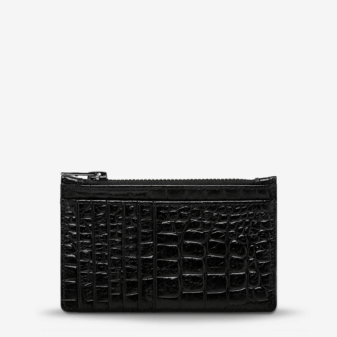 Status Anxiety Avoiding Things Wallet - Black Croc Emboss