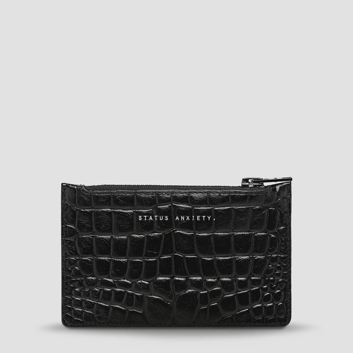 Status Anxiety Avoiding Things Wallet - Black Croc Emboss