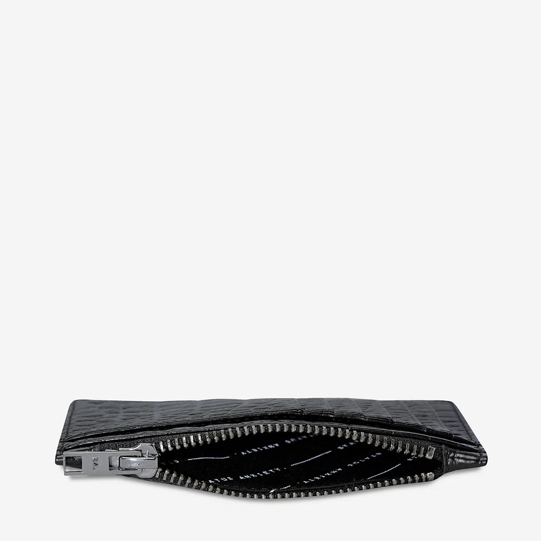 Status Anxiety Avoiding Things Wallet - Black Croc Emboss