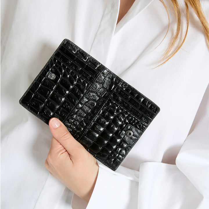 Status Anxiety Easy Does It Wallet - Black Croc Emboss