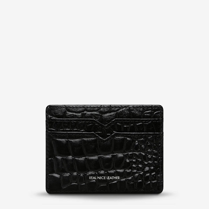 Status Anxiety Together For Now Card Holder - Black Croc Emboss