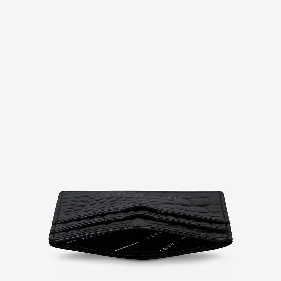 Status Anxiety Together For Now Card Holder - Black Croc Emboss