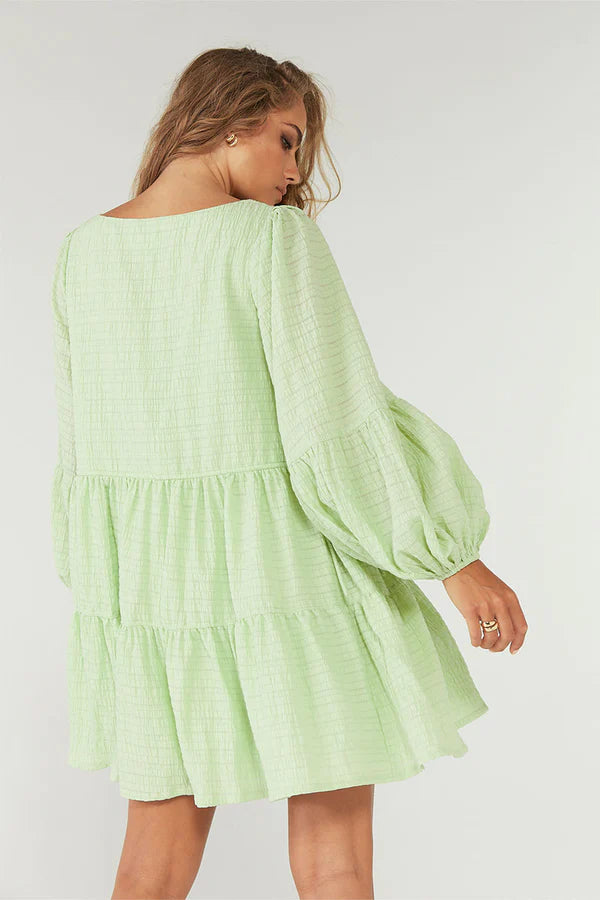 Lucid Smock Dress- Lime